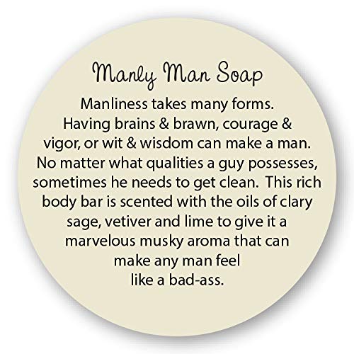 Seattle Sundries | Manly Man Soap Bar - 1 (4oz) Handmade Natural Mens Bar Soap in a Low Waste Gift Tin, Classic Masculine Scent - Spouse Gift for Him