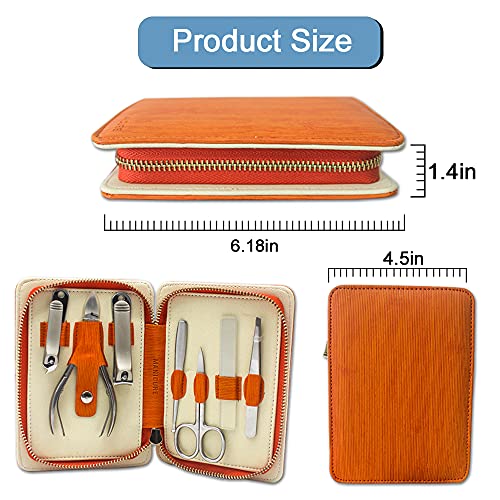 Manicure Set ,Pedicure kit Including ingrown Nail Scissors, Nail Clipper kit,Stainless Steel Trim Nail kit with Gift Packing Box, Gift for Parents Husband and Friends(Tropical Orange）