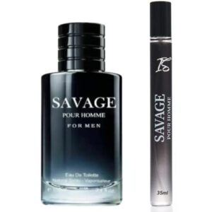 inspire scents savage + savage travel spray cologne for men, eau de toilette, savage parfum 3.4oz fluid ounce/100ml & travel spray 35ml (pack of 2)