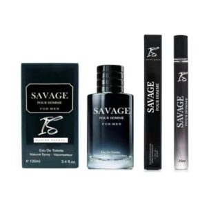 INSPIRE SCENTS Savage + Savage Travel Spray Cologne for Men, Eau De Toilette, Savage Parfum 3.4oz Fluid Ounce/100ml & Travel Spray 35ml (Pack of 2)