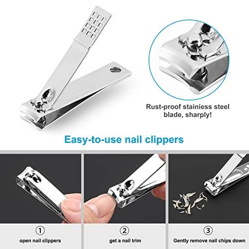 Nail Clipper for Ingrown and Thick Nail, Stainless Steel Sharp Curved Blades & Anti-Slip Handle, Professional Nail Cutter for Men, Women and Seniors (Red),10-in-1