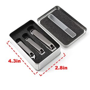 Moosec 3 pcs Nail Clippers Set Stainless Steel Nail Clippers & Slant EDG Toenail Clipper Cutter for Men and Women, Ultra Sharp Sturdy Nail Clipper for Thick Nails with Case