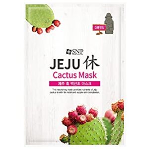 SNP - Jeju Rest Cactus Korean Face Sheet Mask - Nourishing & Moisturizing Effects for All Sensitive Skin Types - 10 Sheets Beauty Facial Masks Skincare for Women and Men