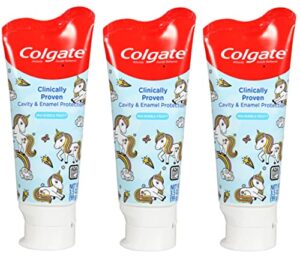 colgate kids 3.5 oz 3-pack unicorns mild bubble fruit flavor toothpaste fluoride cavity & enamel protection…