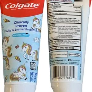 Colgate Kids 3.5 oz 3-Pack Unicorns Mild Bubble Fruit Flavor Toothpaste Fluoride Cavity & Enamel Protection…