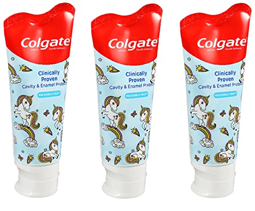 Colgate Kids 3.5 oz 3-Pack Unicorns Mild Bubble Fruit Flavor Toothpaste Fluoride Cavity & Enamel Protection…