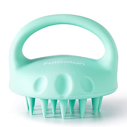 Foladion Silicone Manual Scalp Massager Exfoliator Waterproof Head Scrubber Shampoo Brush Soft and Gentle for Men Women Kids (Green(Thick Head) 1PC)