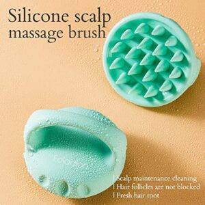 Foladion Silicone Manual Scalp Massager Exfoliator Waterproof Head Scrubber Shampoo Brush Soft and Gentle for Men Women Kids (Green(Thick Head) 1PC)