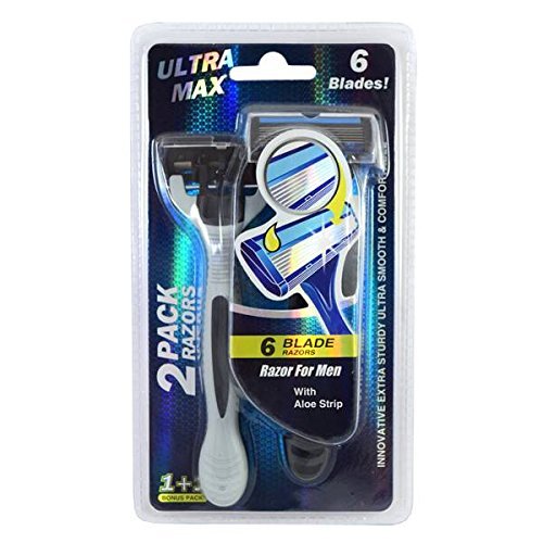 4x Ultra Max 2pk 6 Blade Razors for Men with Aloe Strip