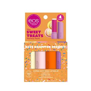 eos super soft shea lip balm sticks – sweet treats variety pack | lip moisturizer | 4 lip balms, marshmallow