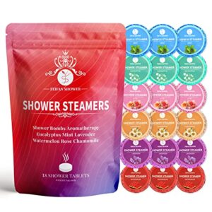 shower steamers aromatherapy for women or men, 18 pack organic essential oil shower bombs, self care home spa relaxation stress nasal relief, mothers day birthday gift set for mom who have everything