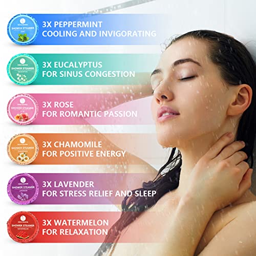 Shower Steamers Aromatherapy for Women or Men, 18 Pack Organic Essential Oil Shower Bombs, Self Care Home SPA Relaxation Stress Nasal Relief, Mothers Day Birthday Gift Set for Mom Who Have Everything