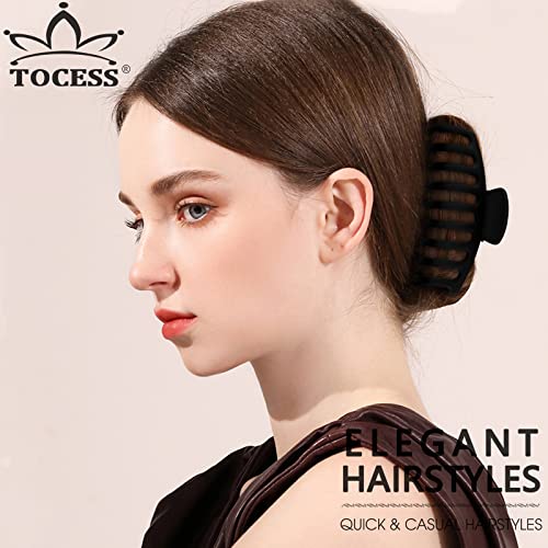 TOCESS Big Hair Claw Clips for Women Large Claw Clip for Thin Thick Curly Hair 90's Strong Hold 4.33 Inch Nonslip Neutral Matte Hair Clips (4 Pcs)