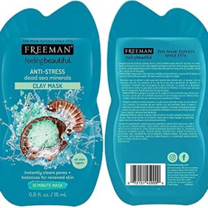 FREEMAN Facial Mask Variety Pack: Clay, Gel, Mud, & Peel-Off Skincare Masks, Hydrating, Detoxifying, Clearing, & Rejuvenating, Travel-Friendly Sachets, 18 Count