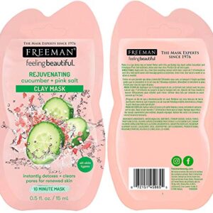 FREEMAN Facial Mask Variety Pack: Clay, Gel, Mud, & Peel-Off Skincare Masks, Hydrating, Detoxifying, Clearing, & Rejuvenating, Travel-Friendly Sachets, 18 Count