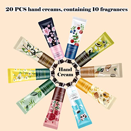 smilixin 20 Pack Hand Cream Gift Set,Hand Lotion Travel Size,Hand Cream for Women,Natural Plant Hand Cream For Dry Cracked Hands,Moisturizing Hand Care Cream,Hand Cream Travel Size with Natural Aloe