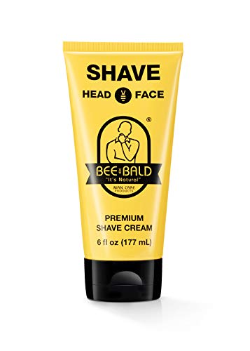 BEE BALD SHAVE Premium Shave Cream Goes On Light & Slick For A Shave That's Incredibly Smooth & Quick For Both Face And Head, 6 Fl. Oz.