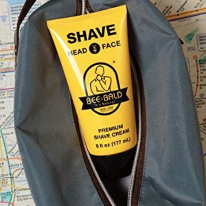 BEE BALD SHAVE Premium Shave Cream Goes On Light & Slick For A Shave That's Incredibly Smooth & Quick For Both Face And Head, 6 Fl. Oz.