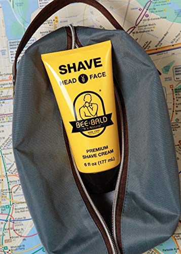 BEE BALD SHAVE Premium Shave Cream Goes On Light & Slick For A Shave That's Incredibly Smooth & Quick For Both Face And Head, 6 Fl. Oz.