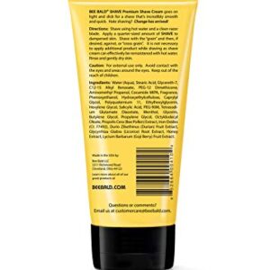 BEE BALD SHAVE Premium Shave Cream Goes On Light & Slick For A Shave That's Incredibly Smooth & Quick For Both Face And Head, 6 Fl. Oz.