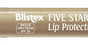 Blistex Five Star Lip Protection Lip Balm, 0.15 Ounce – Wind & Water-Resistant Lip Care, Broad Spectrum SPF 30 Sun Protection, Soothes Cold Chapped Lips, Hydrating Lip Treatment, Holds in Moisture