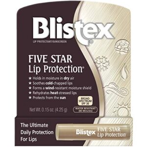 Blistex Five Star Lip Protection Lip Balm, 0.15 Ounce – Wind & Water-Resistant Lip Care, Broad Spectrum SPF 30 Sun Protection, Soothes Cold Chapped Lips, Hydrating Lip Treatment, Holds in Moisture