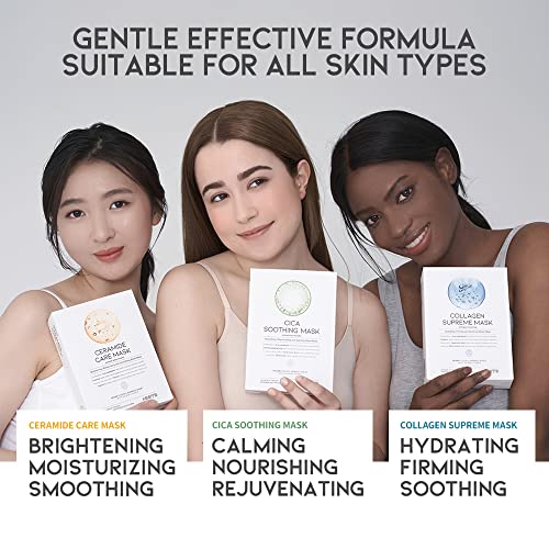 #OOTD Vegan Hydrating Korean Face Mask Sheet Pack Gift Set [30 Count] Brightening Nourishing Facial Masks with Collagen Hyaluronic Acid Ceramide Cica Peptide Vitamin C Kbeauty Face and Skin Care