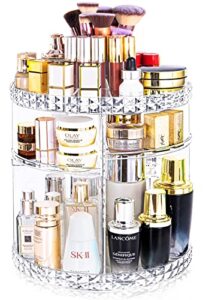 kingtaily rotating makeup organizer spinning makeup organizer for vanity, 360 rotation with 6 adjustable layers, large capacity vanity organizer skin-care organizers clear perfume organizer