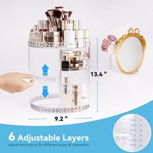 Kingtaily Rotating Makeup Organizer Spinning Makeup Organizer for Vanity, 360 Rotation with 6 Adjustable Layers, Large Capacity Vanity Organizer Skin-care Organizers Clear Perfume Organizer