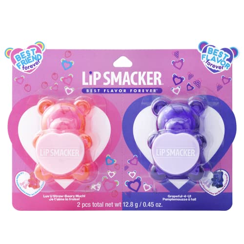 Lip Smacker BFF Sugar Bear Lip Balm Duo- Pink & Purple Luv U Straw-Beary Much! / Grapeful-4-U!