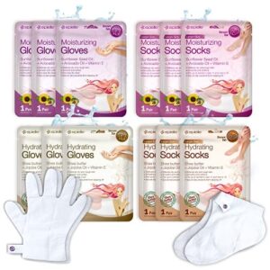 epielle hydrating & moisturizing gloves & socks masks combo 12pk for hand and foot – dry hand, dry cracked heel