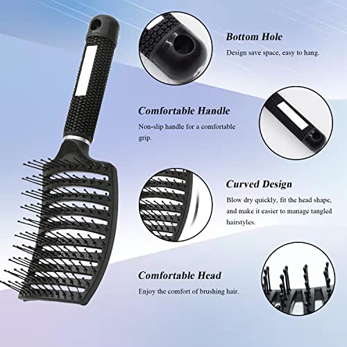 Hair Brush Detangling Curved Vented Hair Brushes for Women Men Wet or Dry Hair, Styling Professional Paddle Vent Brush for Curly Thick Wavy Thin Fine Long Short Hair