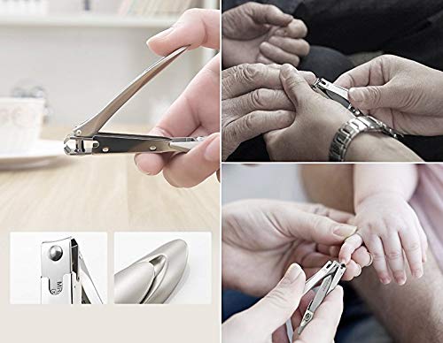 Nail Clippers for Thick Nails-Stainless Steel Nail Cutter with Catcher, No Splash Nail Clippers with Nail File, Sharp and Durable Nail Clipper, for Men and Women, Kids and Seniors,Bionic Design