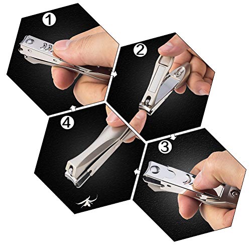 Nail Clippers for Thick Nails-Stainless Steel Nail Cutter with Catcher, No Splash Nail Clippers with Nail File, Sharp and Durable Nail Clipper, for Men and Women, Kids and Seniors,Bionic Design