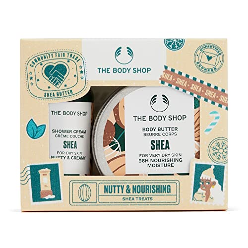 The Body Shop Nutty & Nourishing Shea Treats Gift Set – Hydrating & Moisturizing Vegan Skincare Treats for Very Dry Skin – 2 Items