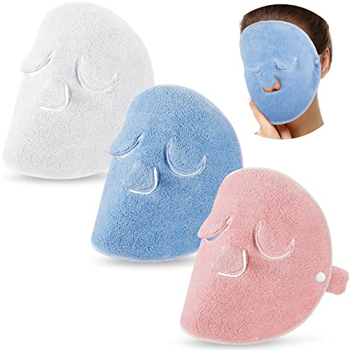 3 Pieces Reusable Face Towel Mask Anti Aging Facial Steamer Towel Moisturizing Rejuvenation Facial Steamer Masks Cold Hot Stocking Stuffers for Sister Skin Care Facial Spa Kit for Women Girls