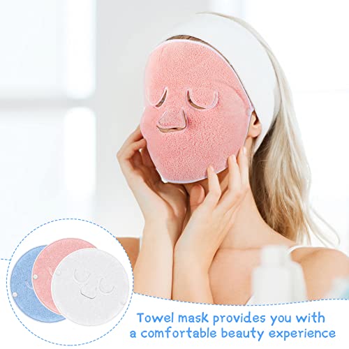 3 Pieces Reusable Face Towel Mask Anti Aging Facial Steamer Towel Moisturizing Rejuvenation Facial Steamer Masks Cold Hot Stocking Stuffers for Sister Skin Care Facial Spa Kit for Women Girls