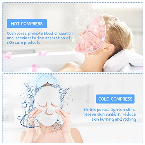 3 Pieces Reusable Face Towel Mask Anti Aging Facial Steamer Towel Moisturizing Rejuvenation Facial Steamer Masks Cold Hot Stocking Stuffers for Sister Skin Care Facial Spa Kit for Women Girls