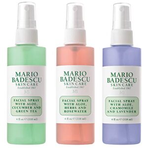 mario badescu spritz mist and glow facial spray collection trio, lavender, cucumber, rose , 4 fl oz (pack of 3)