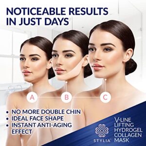 10 Piece V Line Shaping Face Masks - Double Chin Reducer - Lifting Hydrogel Collagen Mask with Aloe Vera, Anti-Aging and Anti-Wrinkle Band