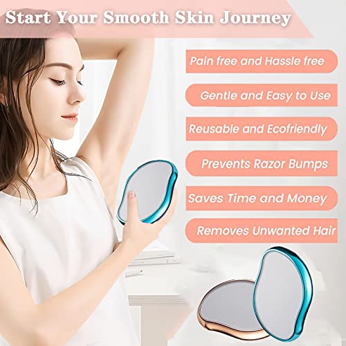 Crystal Hair Eraser, Painless Nano Crystal Hair Removal, Smooth Soft Silky Skin, Reusable Men & Women Physical Hair Remover Skin Exfoliator Tool Bring 1 Cleaning Cloth, for Any Part of The Body