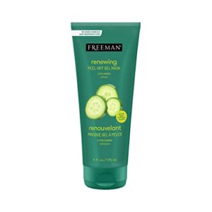 freeman renewing cucumber peel-off gel facial mask, face mask refreshes skin, aloe soothes & moisturizes, get rejuvenated skin, for normal & combination skin, 6 fl. oz./175 ml tube