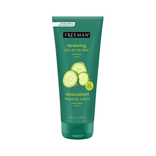 FREEMAN Renewing Cucumber Peel-Off Gel Facial Mask, Face Mask Refreshes Skin, Aloe Soothes & Moisturizes, Get Rejuvenated Skin, For Normal & Combination Skin, 6 fl. oz./175 mL Tube