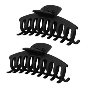 2pcs black hair claw clips, 4.3 inch large matte black hair claws, fashion hair barrettes for women, strong hold hair accessories for girls thick long heavy hair