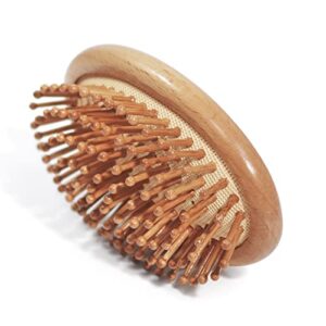 hair brush, wooden massage comb, round wood pins anti-static protect scalp and hair, hairbrush massages the scalp well while combing the hair