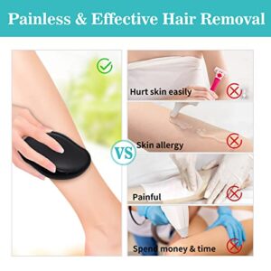 Crystal Hair Eraser, Magic Hair Eraser Crystal Hair Remover Reusable Painless Hair Removal Tool for Women and Men Arms Legs Back Chest Belly, Fast & Easy, Black