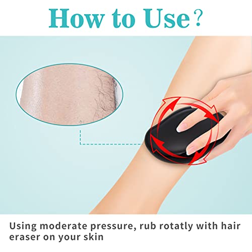 Crystal Hair Eraser, Magic Hair Eraser Crystal Hair Remover Reusable Painless Hair Removal Tool for Women and Men Arms Legs Back Chest Belly, Fast & Easy, Black