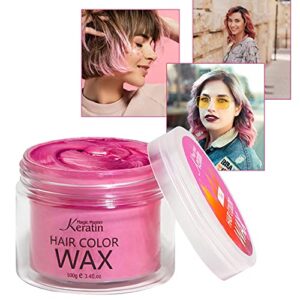 Temporary Hair Color Wax Pink, Magic Master Keratin Hair Dye Paint Wax, 3.4 Fl Oz Natural Washable Temporary Hair Clay Color for Kids Girls Women & Men Dark Hair, Party, Cosplay, Festival & Halloween