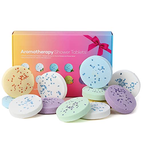 Shower Steamers Aromatherapy, 12Pcs Christmas Gifts Set for Moisturize Skin & Bubble Spa Bath, Rich in Natural Essential Oil, Ideal Gifts for Thanksgiving Day,Mother's,Birthday