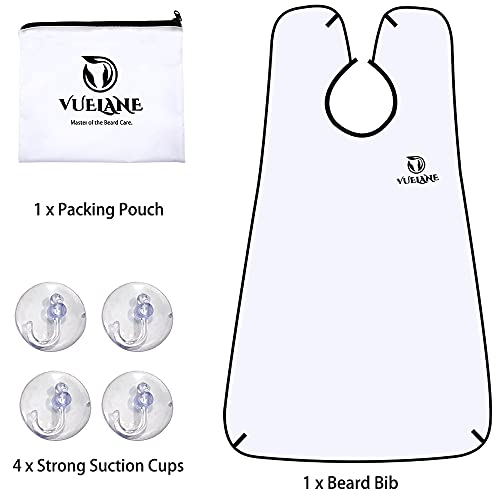 Beard Bib, Men's Beard Hair Catcher for Shaving Trimming, Non-Stick Beard Trimming Catcher Bib, Beard Bib Apron for Men with Strong Suction Cups, Grooming Gifts for Husband Dad, White